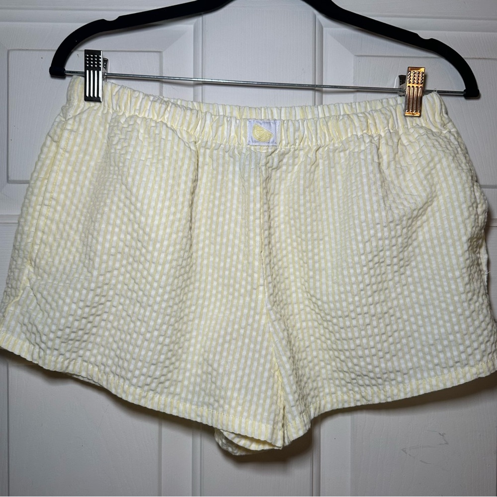 Better Together Dreamy Nights‎ Yellow/White Stripe Pajama Shorts Size L.